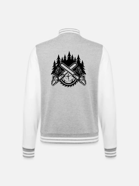 Tronçonneuses - Veste Teddy - gris chiné / blanc