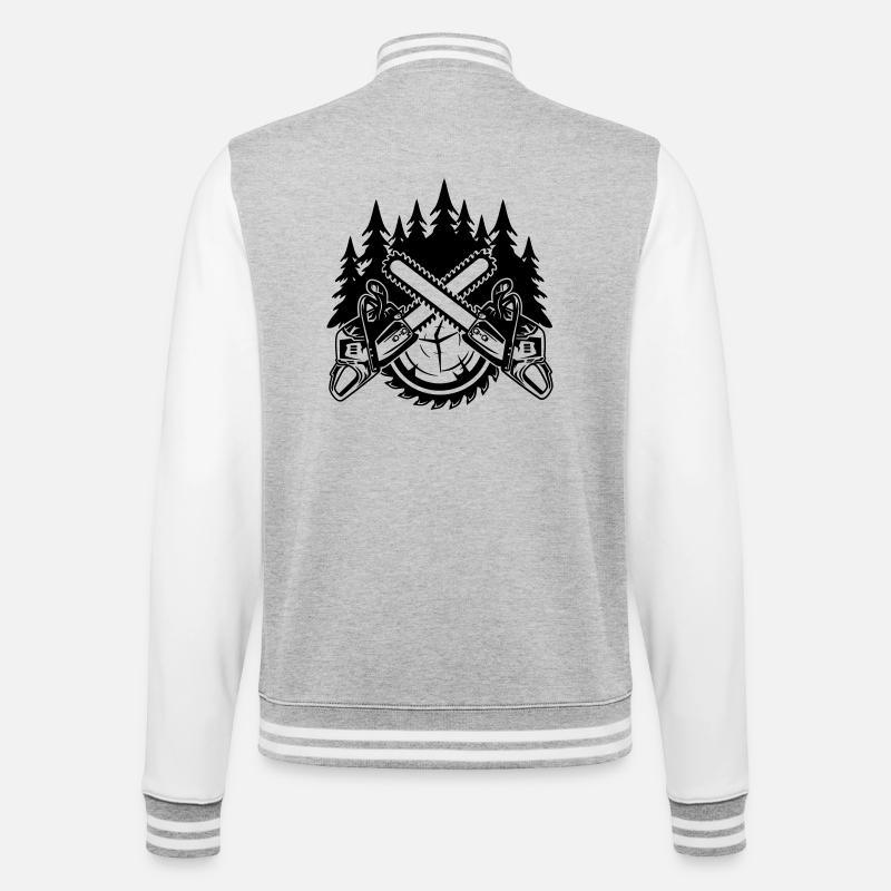 Motorsägen - College-Sweatjacke - Grau meliert/Weiß