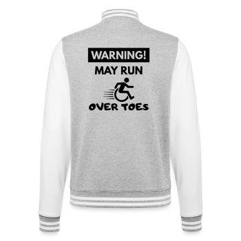 Watch out! Wheelchair user rolls over toes # - College Sweat Jacket - heather grey/white - Back - Marisol (170cm)