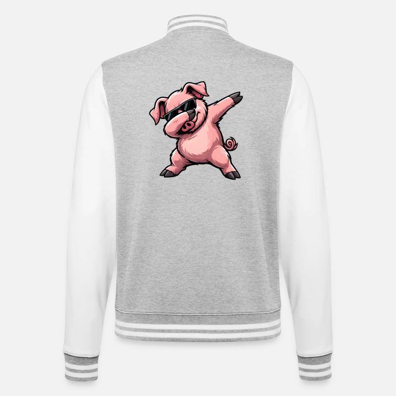 Dabbing Pig - College Sweat Jacket - heather grey/white