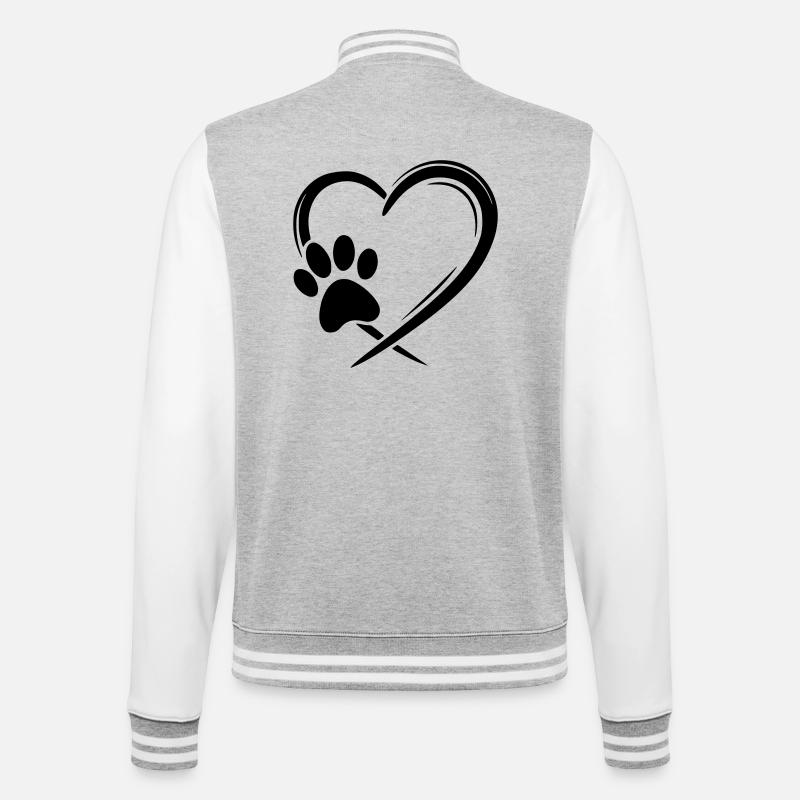 Paw Heart - College Sweat Jacket - heather grey/white