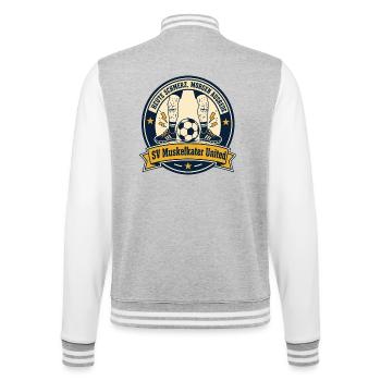 SV Muskelkater United - College-Sweatjacke - Grau meliert/Weiß - Hinten - Marisol (170cm)