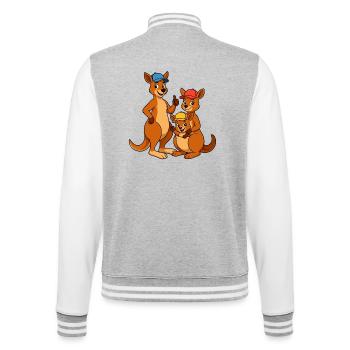 Känguru Familie - College-Sweatjacke - Grau meliert/Weiß - Hinten - Marisol (170cm)