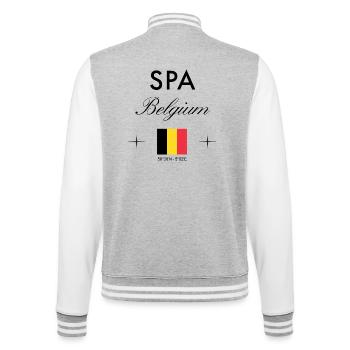 Spa Belgien Koordinaten Reise Souvenir - College-Sweatjacke - Grau meliert/Weiß - Hinten - Marisol (170cm)