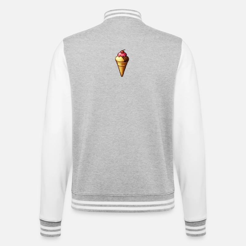 Retro Pixel Eiscreme Cone - College-Sweatjacke - Grau meliert/Weiß