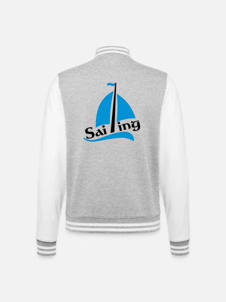 sailboat - College Sweat Jacket - heather grey/white