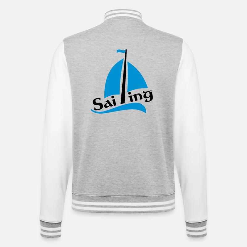 sailboat - College Sweat Jacket - heather grey/white