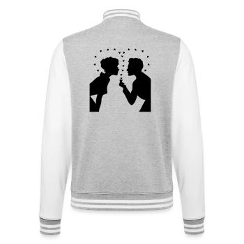Love Silhouette – Valentine’s Day Couple Design - College-Sweatjacke - Grau meliert/Weiß - Hinten - Marisol (170cm)