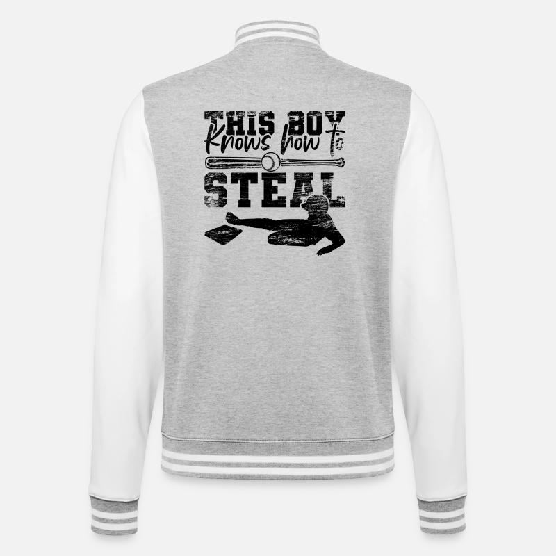 Baseball Junge - College-Sweatjacke - Grau meliert/Weiß