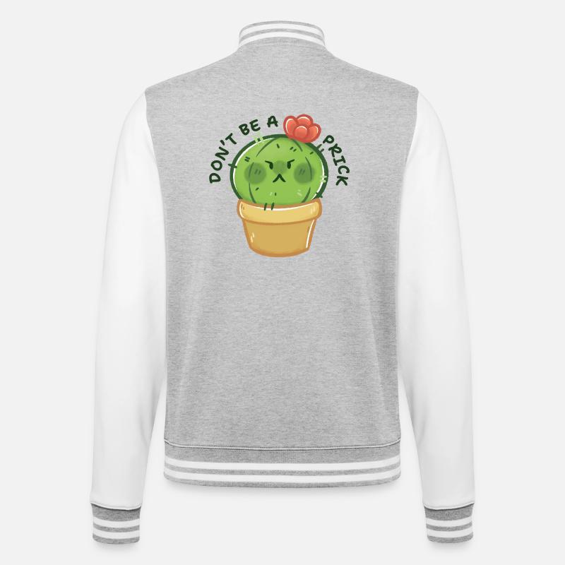 Grumpy Kaktus mit Botschaft - College-Sweatjacke - Grau meliert/Weiß
