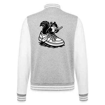 Squirrel in sneakers! - College Sweat Jacket - heather grey/white - Back - Marisol (170cm)
