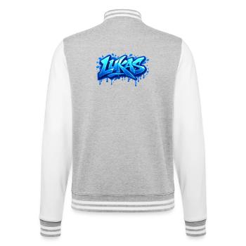 Graffiti  LUKAS Prénom cadeau idéal imprimable  - Veste Teddy - gris chiné / blanc - Dos - Marisol (170cm)