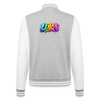Graffiti  LUKA Prénom cadeau idéal imprimable  - Veste Teddy - gris chiné / blanc - Dos - Marisol (170cm)