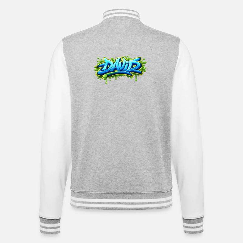 Graffiti name DAVID printable on everything - College Sweat Jacket - heather grey/white