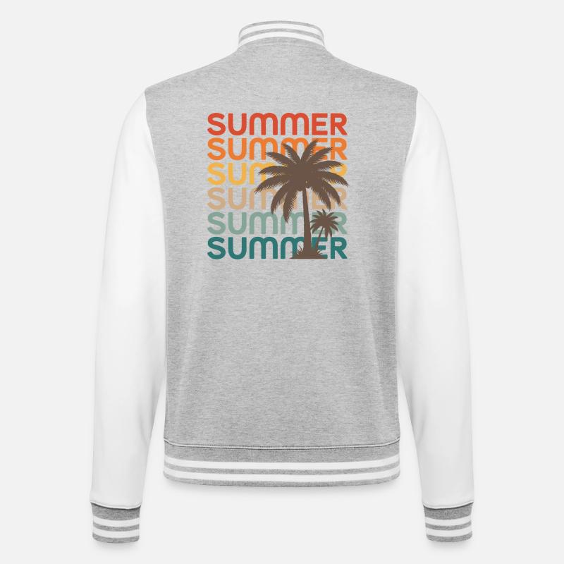 Retro Summer Palm Trees Sunset Vibes - College Sweat Jacket - heather grey/white