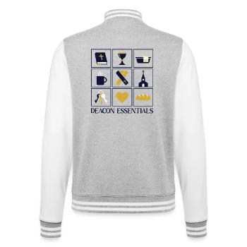Church Religious Deacon Essentials - College Sweat Jacket - heather grey/white - Back - Marisol (170cm)