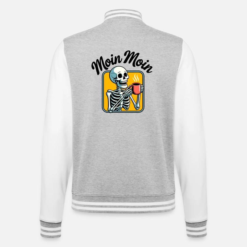 Erst Kaffee Skelett - College-Sweatjacke - Grau meliert/Weiß
