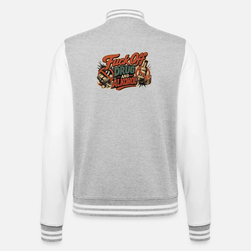 NoToDrugsAndAlcohol - College Sweat Jacket - heather grey/white