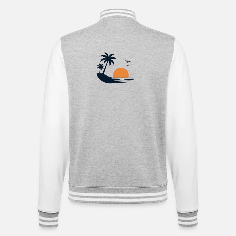Île tropicale du couchant de soleil - Veste Teddy - gris chiné / blanc