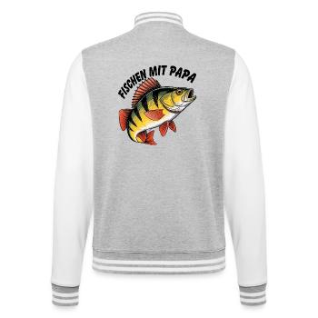 Fischen mit Papa - College-Sweatjacke - Grau meliert/Weiß - Hinten - Marisol (170cm)