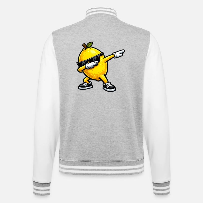 Dabbing Zitrone - College-Sweatjacke - Grau meliert/Weiß