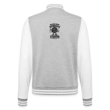 Witziges Ideogramm mit Gewichten - College-Sweatjacke - Grau meliert/Weiß - Hinten - Marisol (170cm)