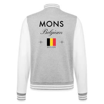 Mons Belgium Coordinates Travel Souvenir - College Sweat Jacket - heather grey/white - Back - Marisol (170cm)