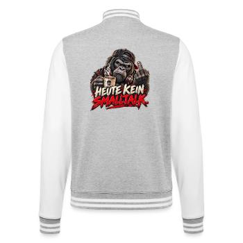 Heute kein Smalltalk – Genervter Gorilla - College-Sweatjacke - Grau meliert/Weiß - Hinten - Marisol (170cm)