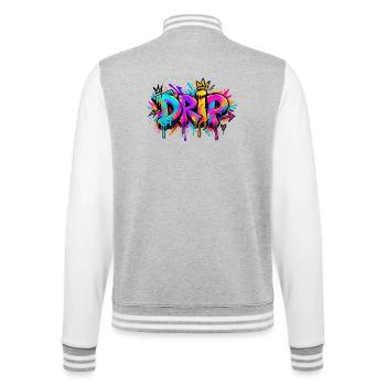 Tropf-Graffiti-Kranz - College-Sweatjacke - Grau meliert/Weiß - Hinten - Marisol (170cm)