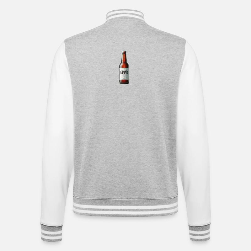 Bier - College-Sweatjacke - Grau meliert/Weiß