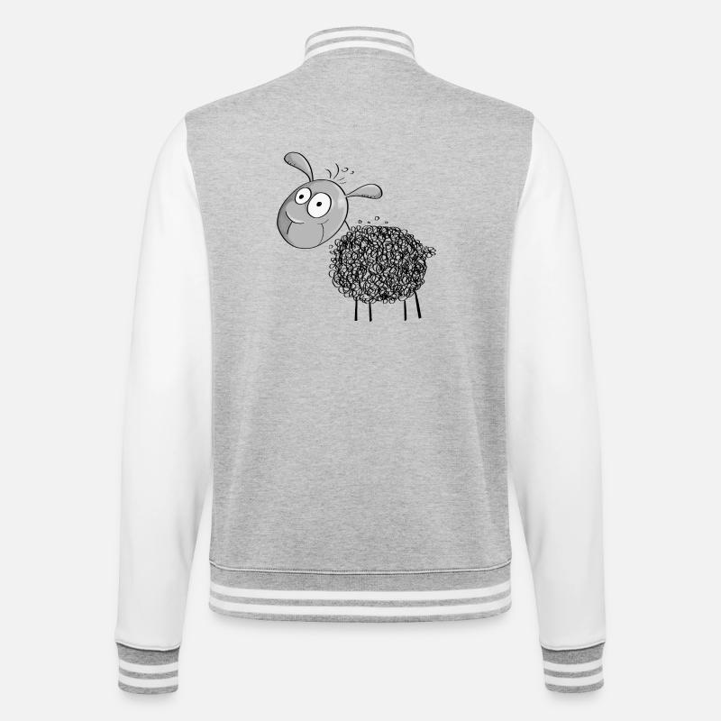 Kleines Wollschaf - Schaf Comic - College-Sweatjacke - Grau meliert/Weiß