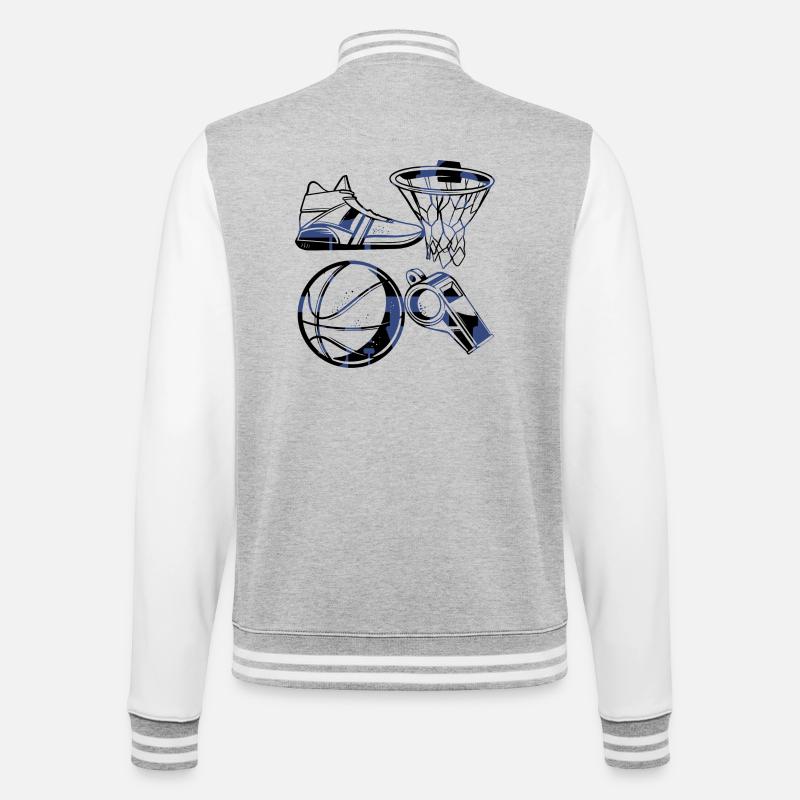 Basketteur - Veste Teddy - gris chiné / blanc