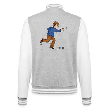 Boules boules boules pour boule pétanque boule - Veste Teddy - gris chiné / blanc - Dos - Marisol (170cm)