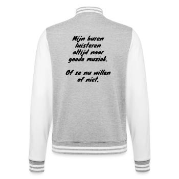 Les voisins écoutent toujours de la bonne musique # - Veste Teddy - gris chiné / blanc - Dos - Marisol (170cm)