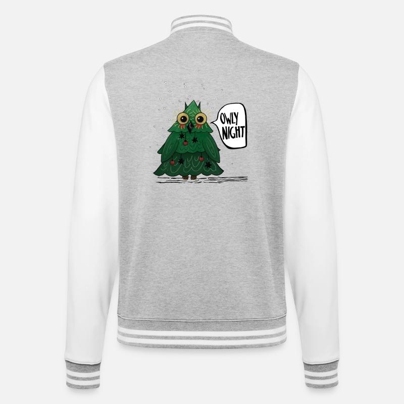 Owly Christmas Night Weihnachtsbaum Eule - College-Sweatjacke - Grau meliert/Weiß