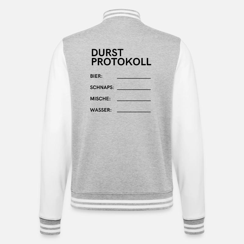 Durstprotokoll - College-Sweatjacke - Grau meliert/Weiß