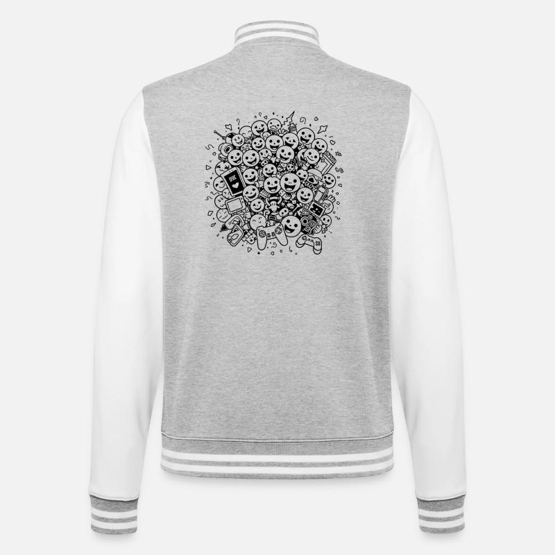Zocker Generation - College-Sweatjacke - Grau meliert/Weiß
