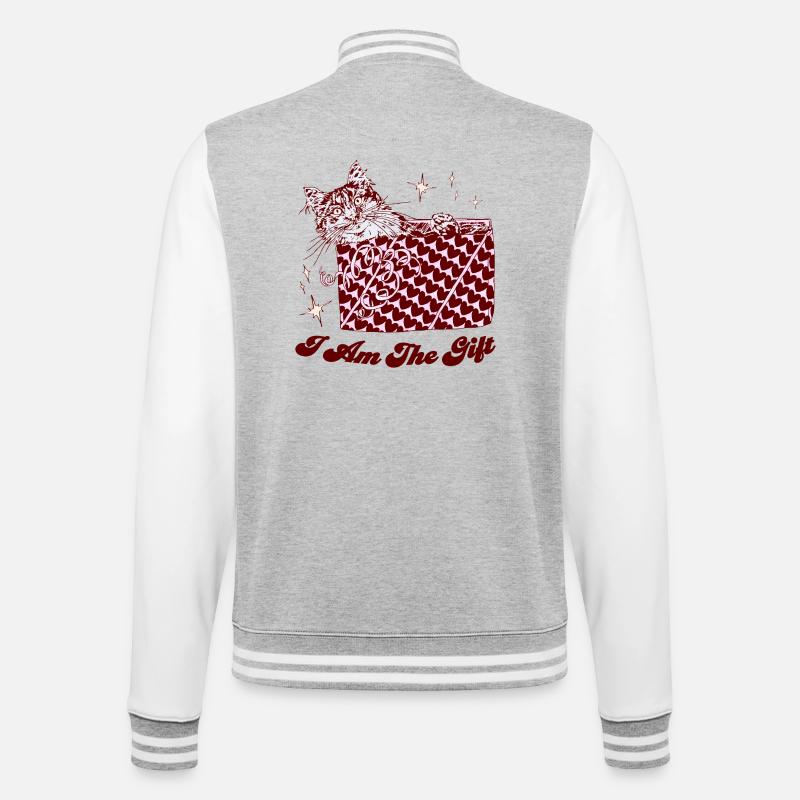 ICH BIN DAS GESCHENK - College-Sweatjacke - Grau meliert/Weiß
