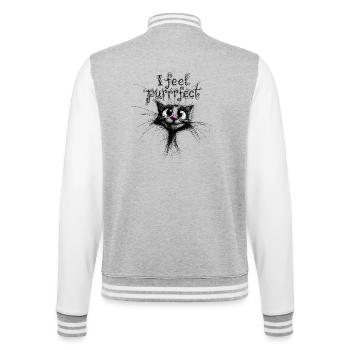 I feel purrrfect – süße Katze - College-Sweatjacke - Grau meliert/Weiß - Hinten - Marisol (170cm)