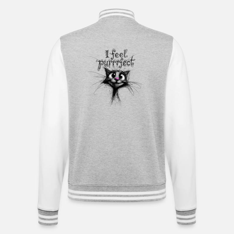 Je me sens parfaite – chat mignon - Veste Teddy - gris chiné / blanc