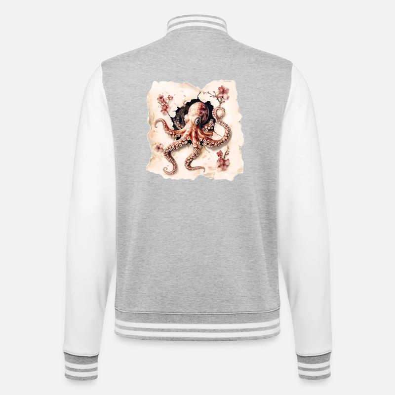 Octopus - College Sweat Jacket - heather grey/white