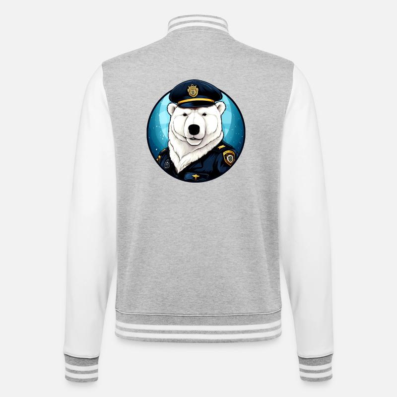 Eisbären Polizistin / Polizei Eisbär - College-Sweatjacke - Grau meliert/Weiß