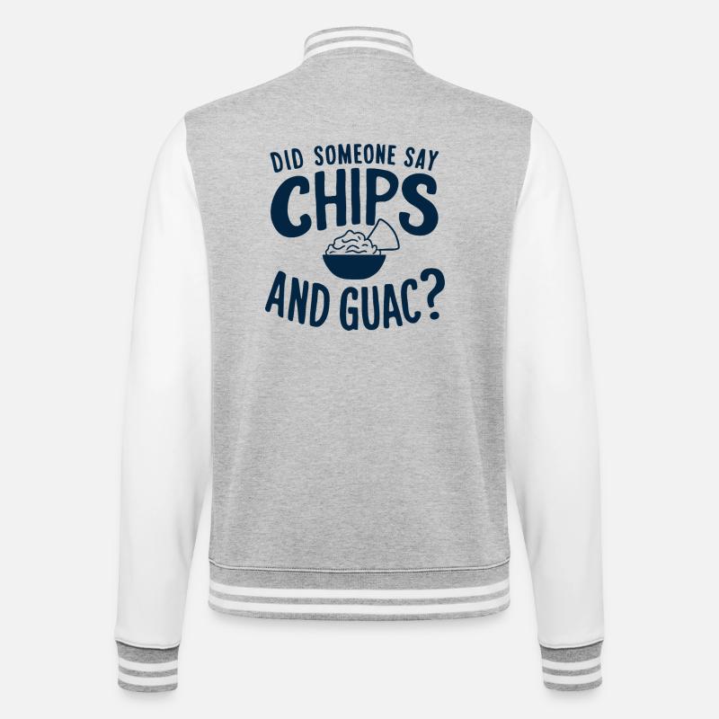 Funny chips and guacamole design - College Sweat Jacket - heather grey/white