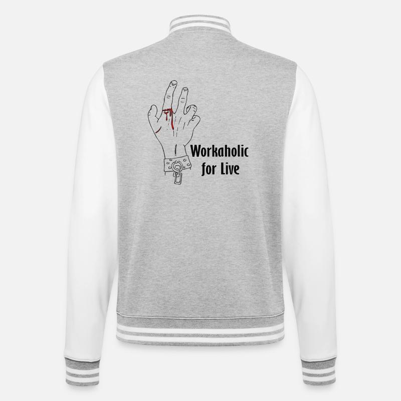 Workaholic for live - College-Sweatjacke - Grau meliert/Weiß