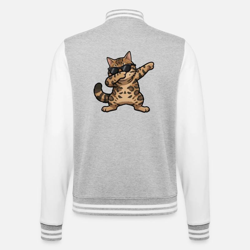 Dabbing Bengal Katze - College-Sweatjacke - Grau meliert/Weiß