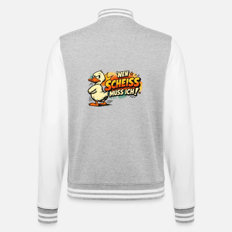 Einen Scheiss muss ich! Lustiges Statement - College-Sweatjacke - Grau meliert/Weiß
