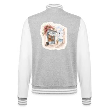 Küstenbäckerei – Bonjour am Meer - College-Sweatjacke - Grau meliert/Weiß - Hinten - Marisol (170cm)