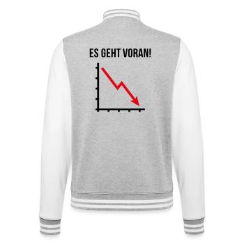 Es Geht Voran! (Fortschritt / Abwärts / POS 2C) - College-Sweatjacke - Grau meliert/Weiß - Hinten - Marisol (170cm)