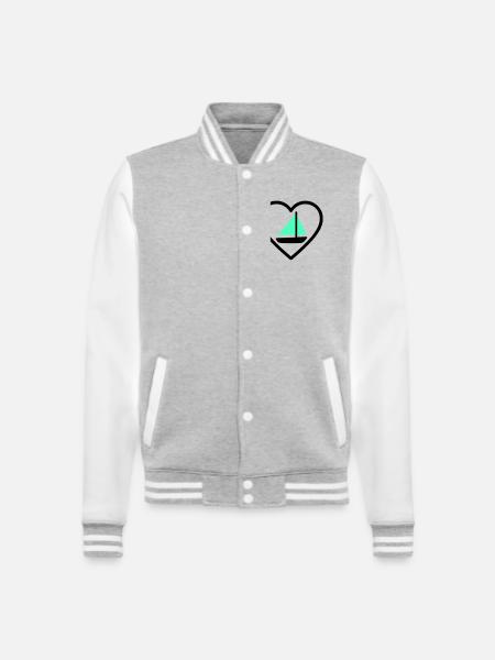 Cuore Vela – Passione Navigazione - College Sweat Jacket - heather grey/white
