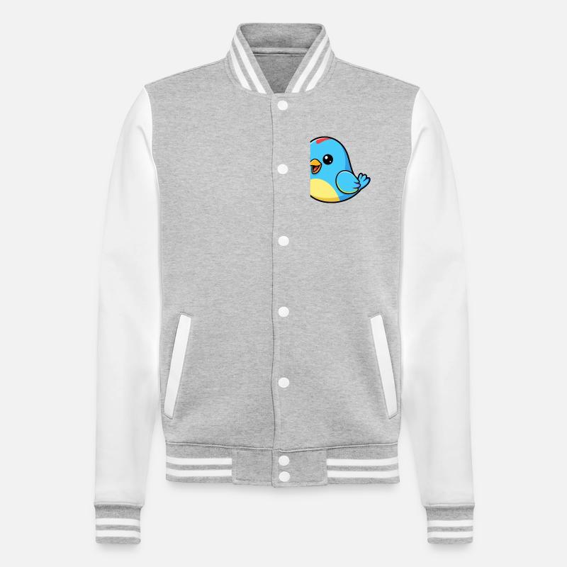 Fröhlicher Blauer Vogel Cartoon - College-Sweatjacke - Grau meliert/Weiß